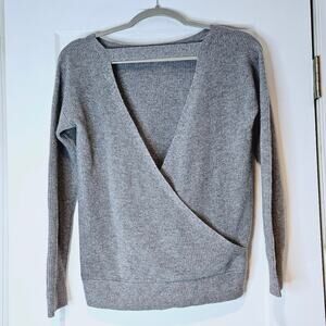 Club Monaco 100% Cashmere Open Back Wrap Sweater Gray XS